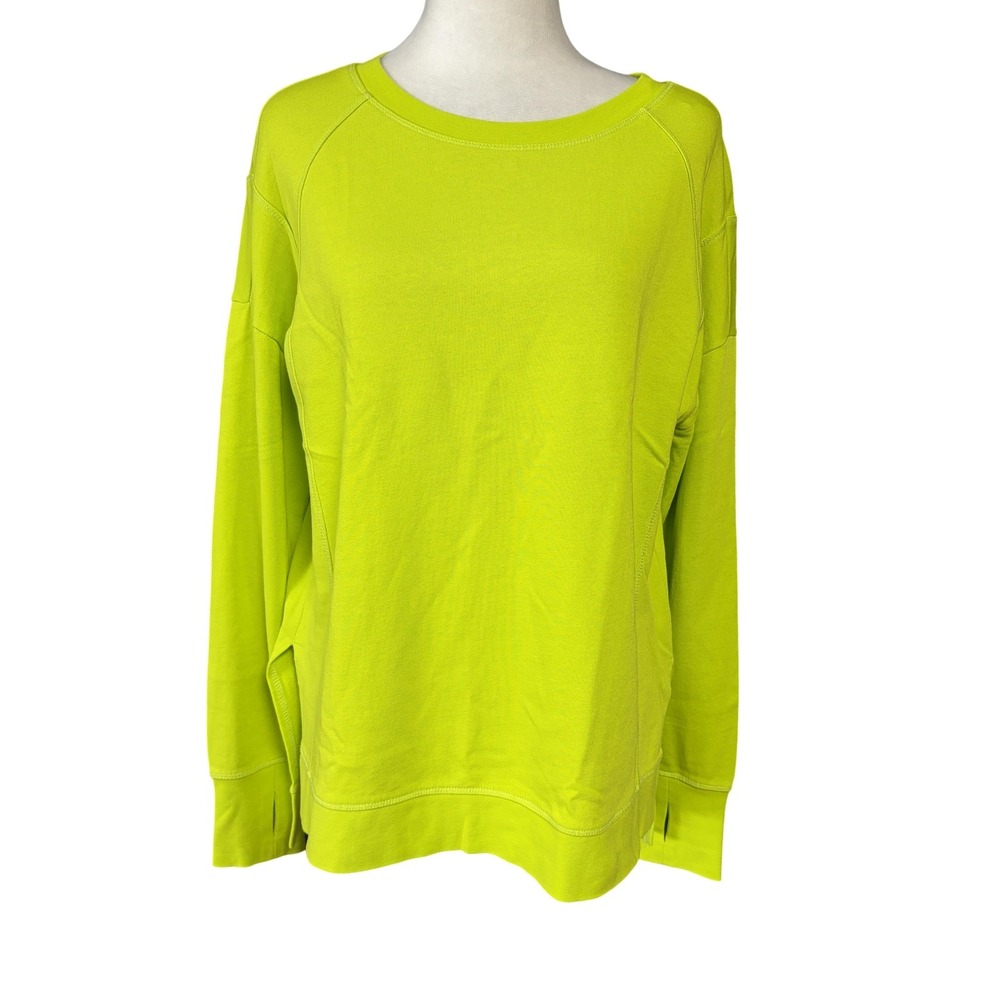 Sweaty Betty Sweatshirt Womens XS Yellow Crewneck Raglan Pullover Side Slits